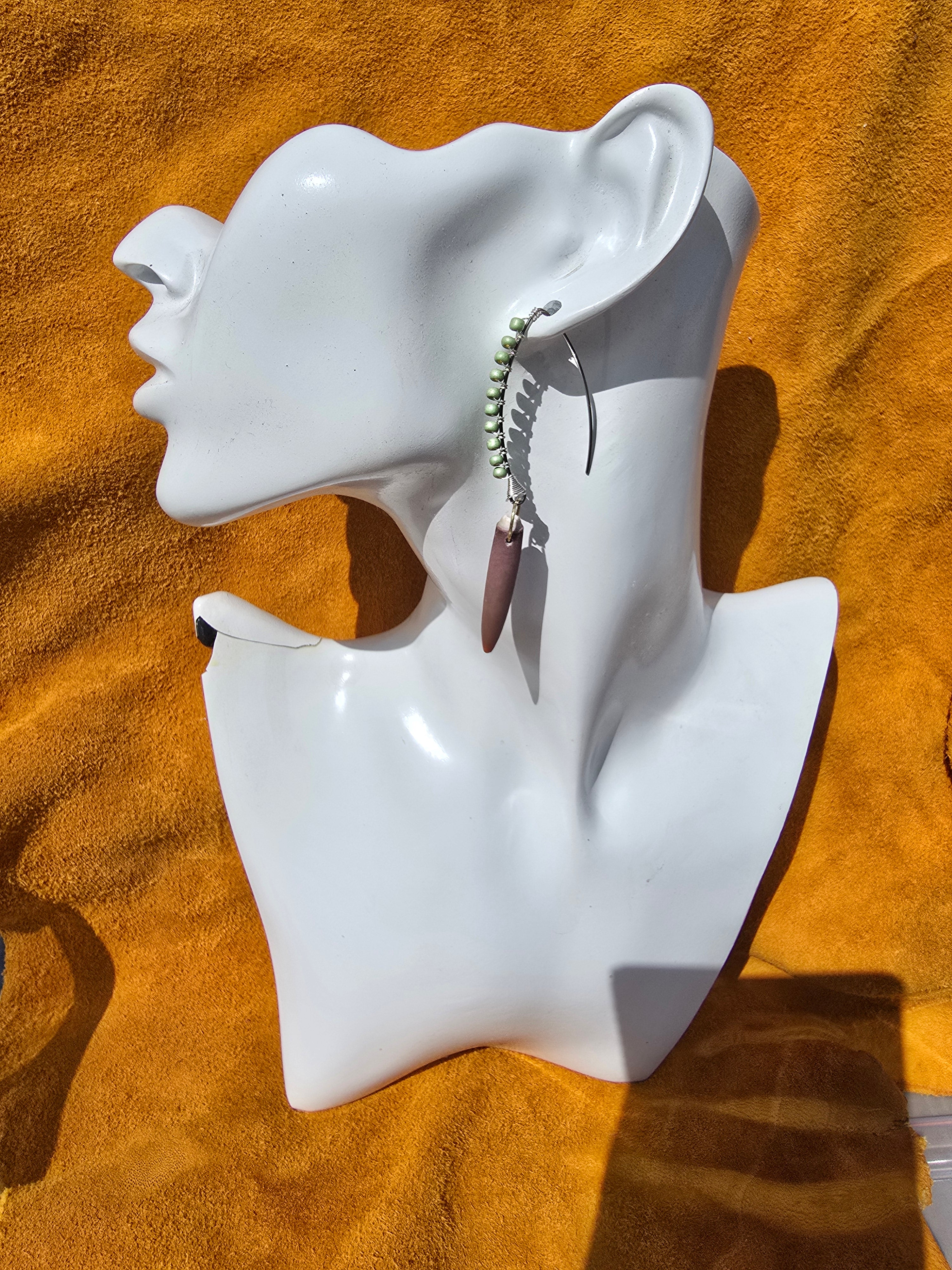 Light green sea urchin earrings