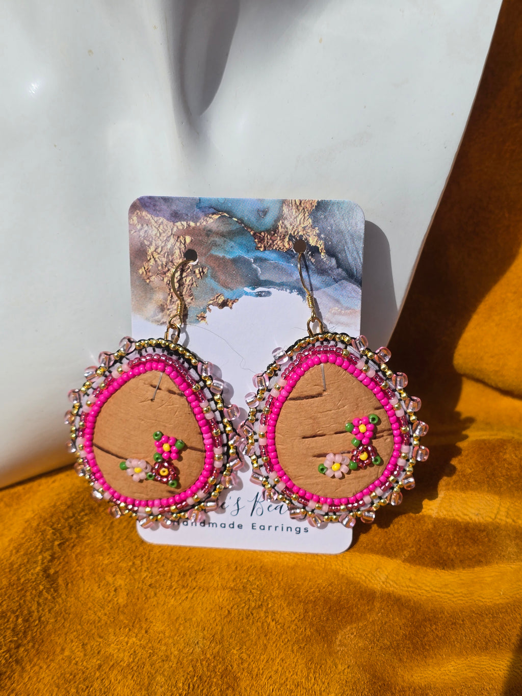 Pink Birch Bark Earrings