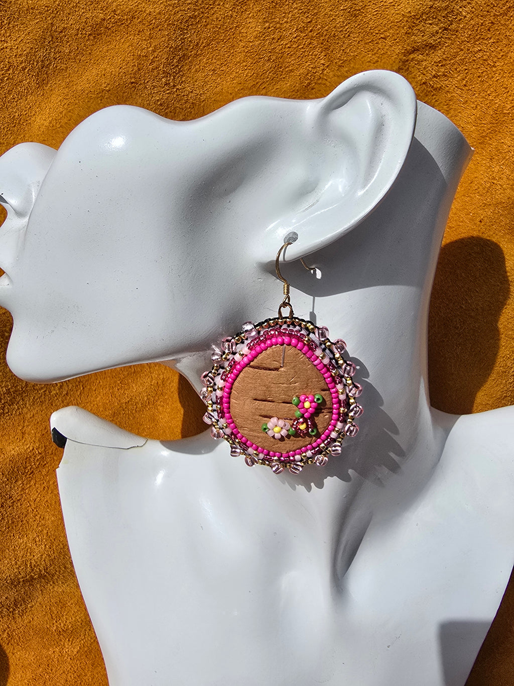 Pink Birch Bark Earrings