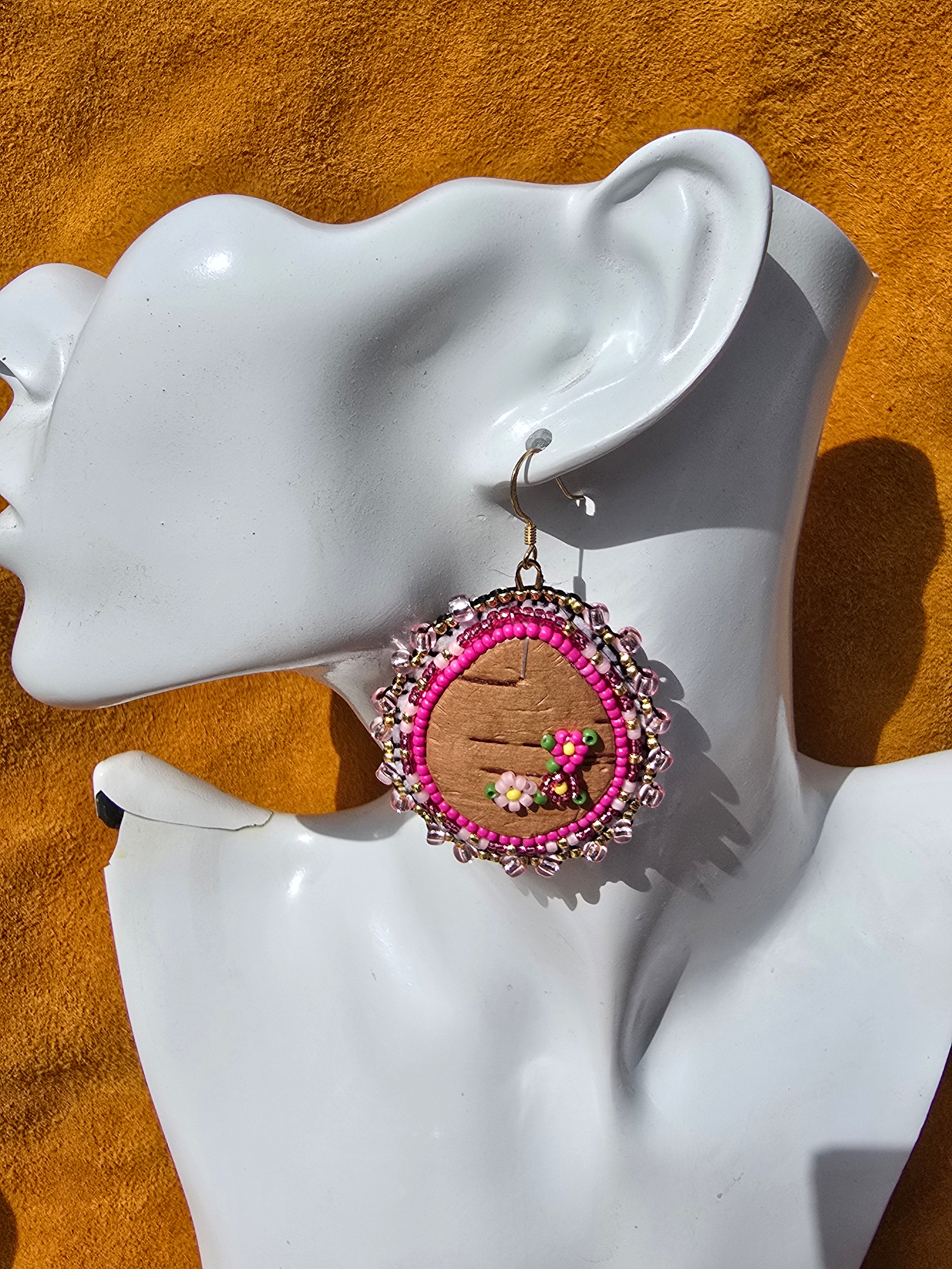 Pink Birch Bark Earrings