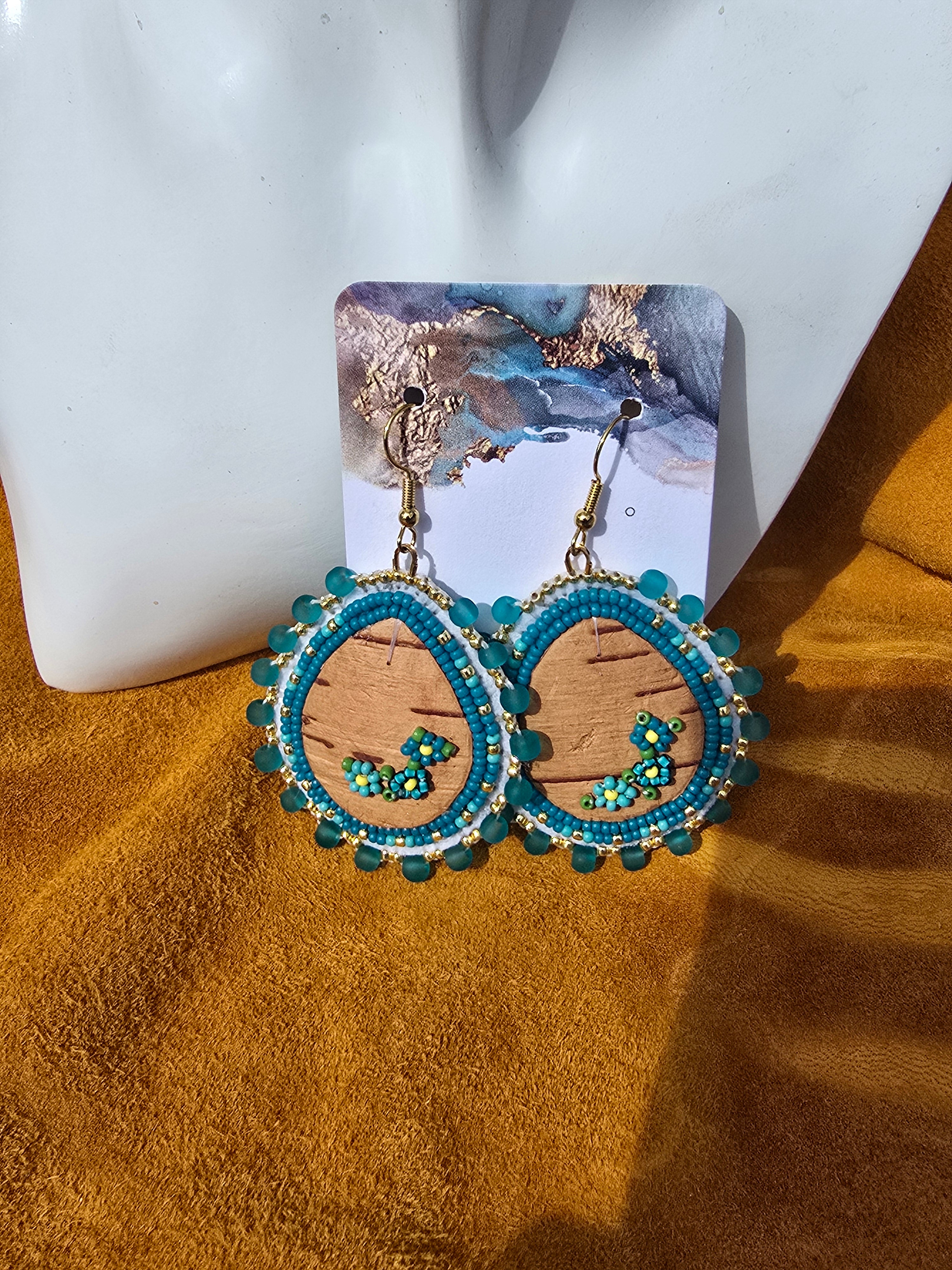 Baby Blue Birch Bark Earrings