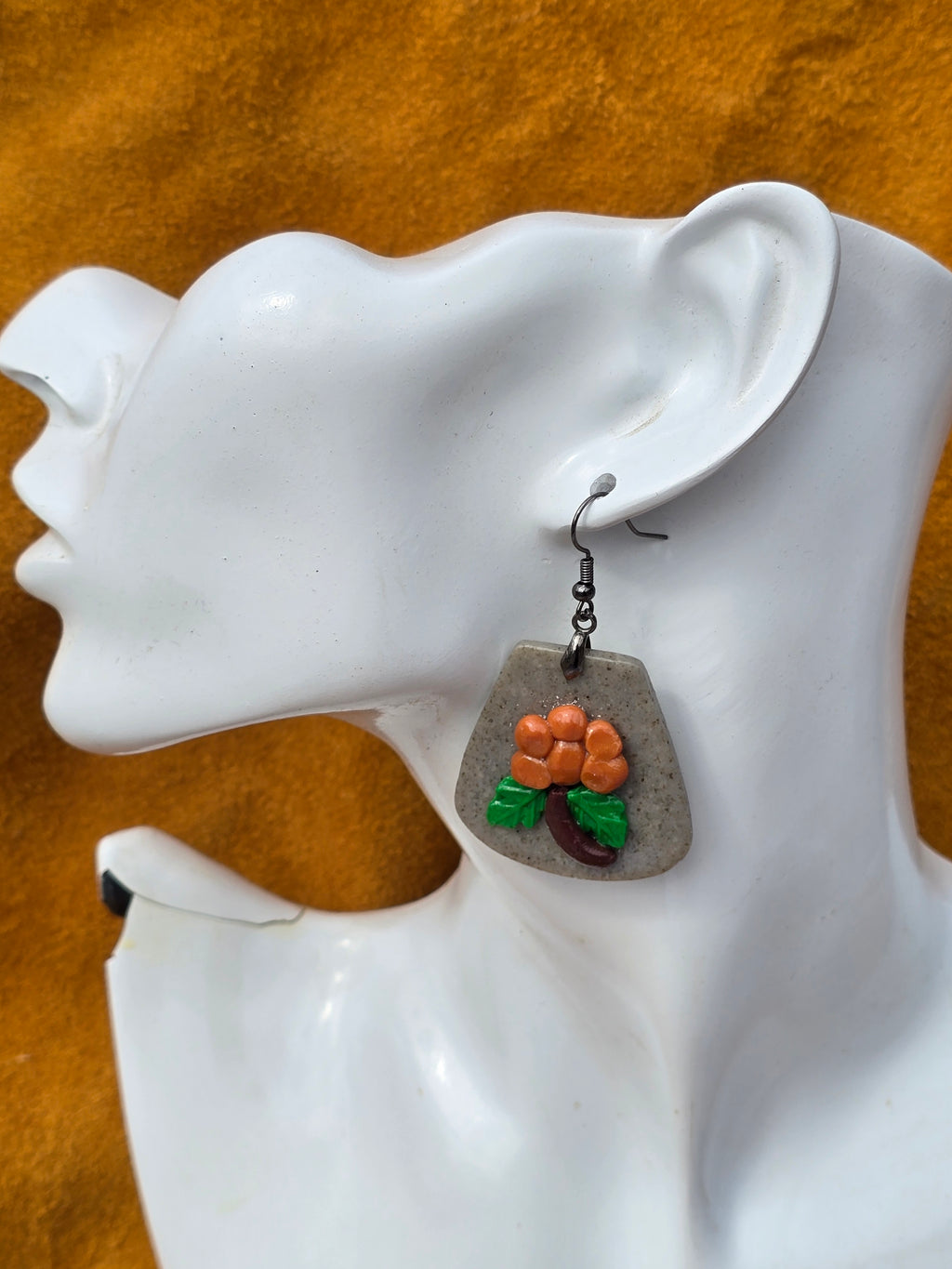 Polymer Clay Atsaq (cloudberry) earrings