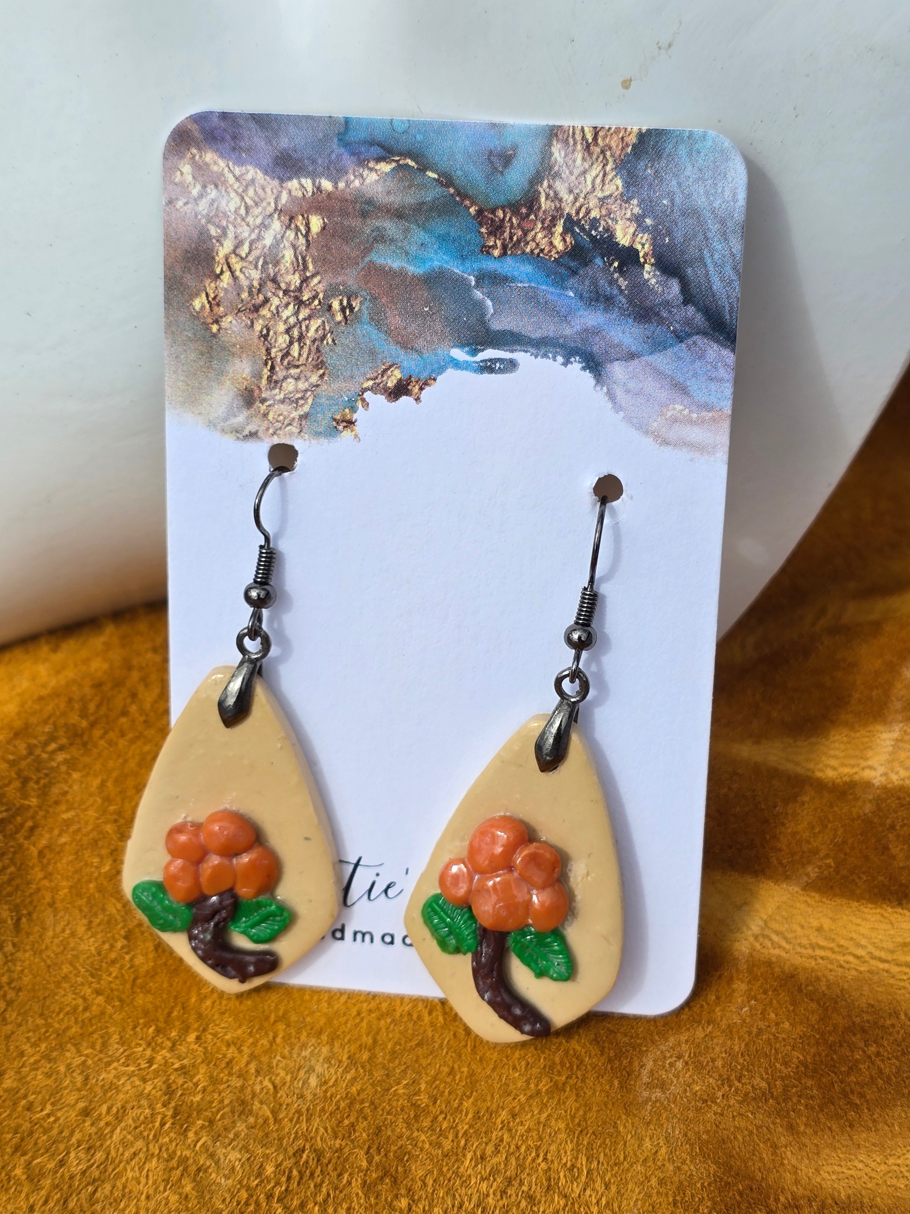 Polymer clay atsaq (cloudberry) earrings