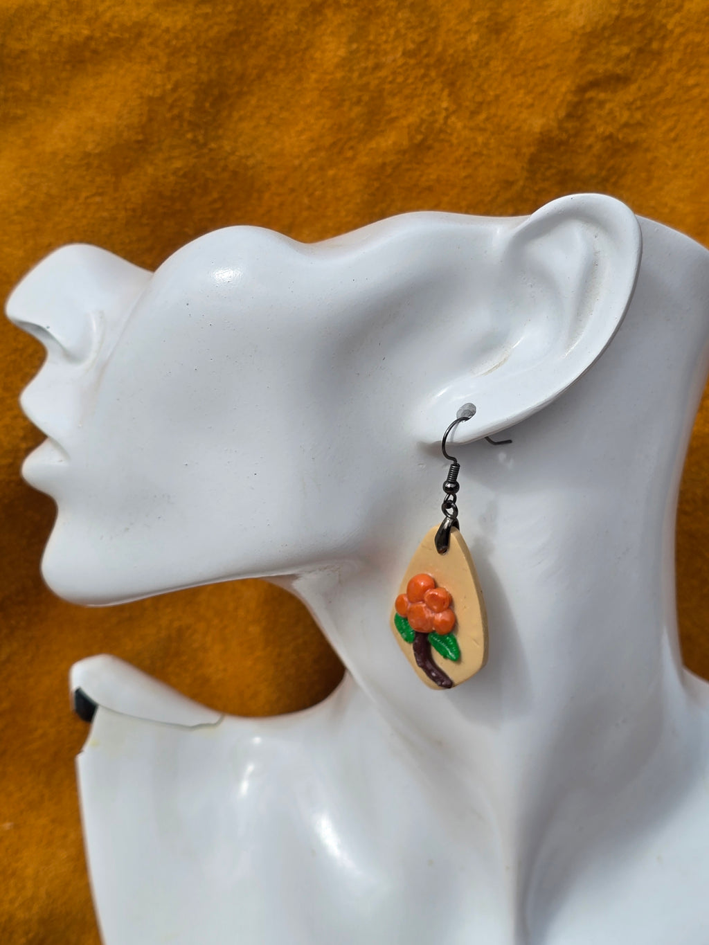 Polymer clay atsaq (cloudberry) earrings