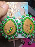 Green Birch Bark  Earrings
