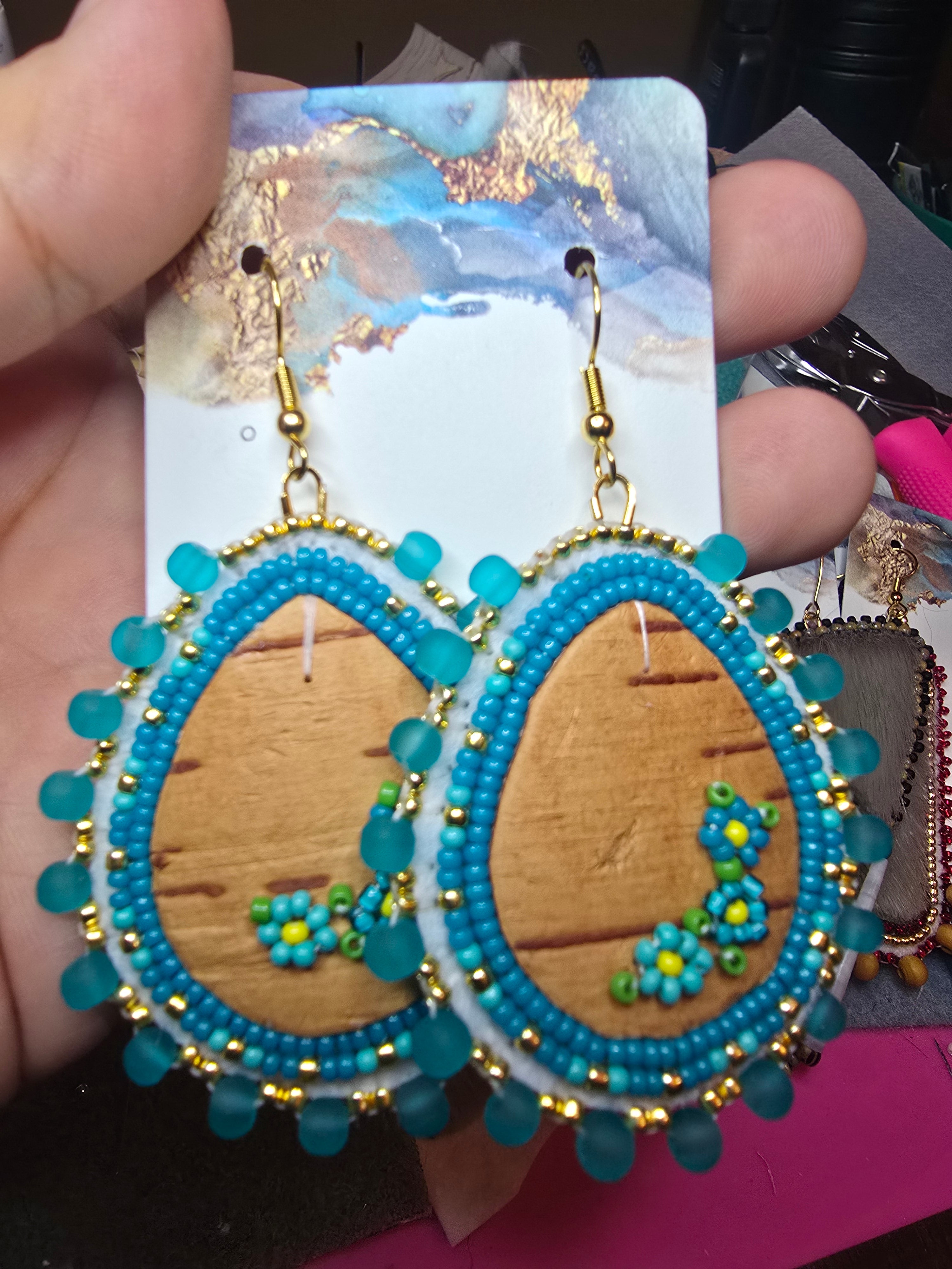 Baby Blue Birch Bark Earrings