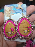 Pink Birch Bark Earrings