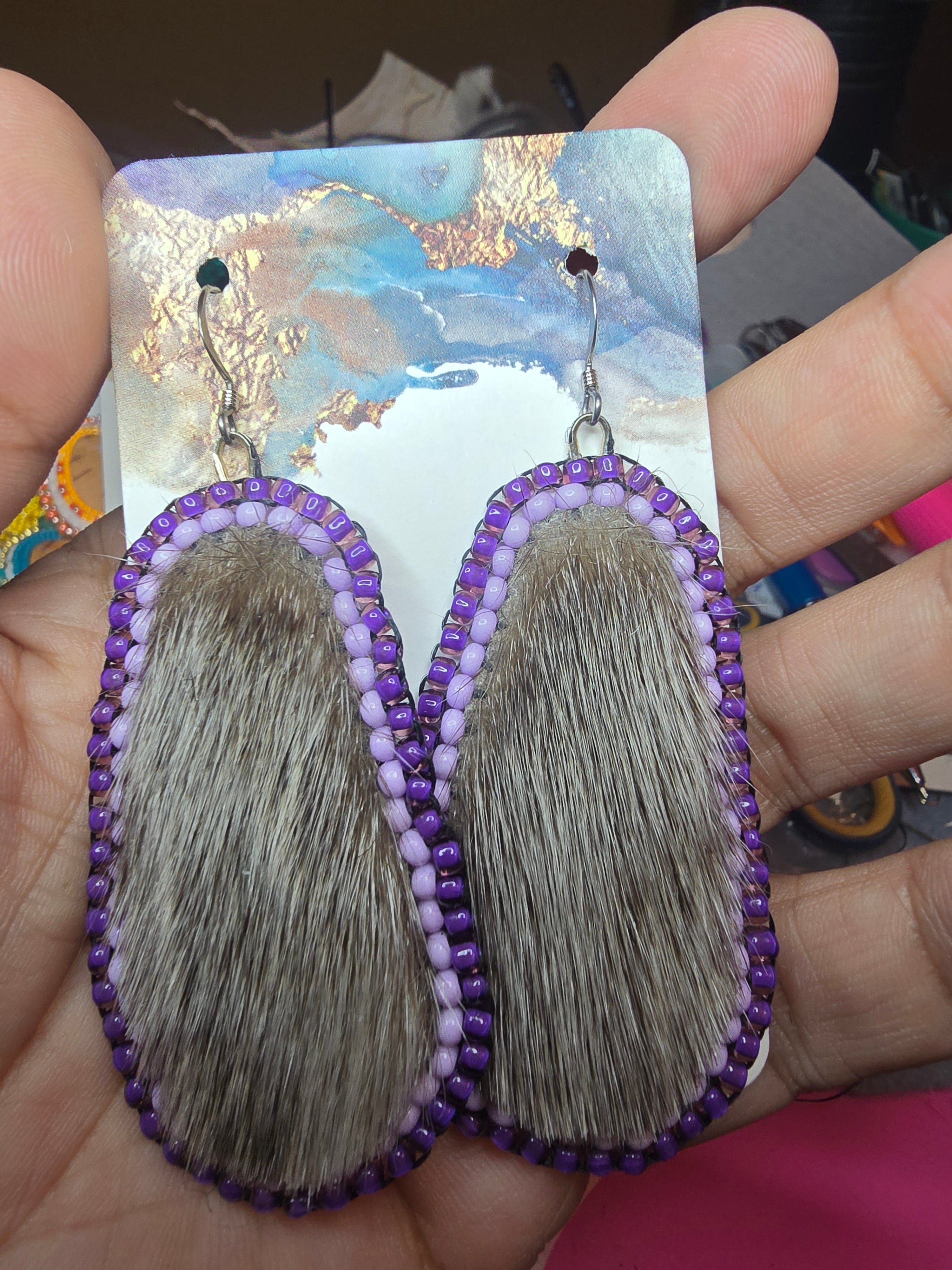Seal fur and purple beads